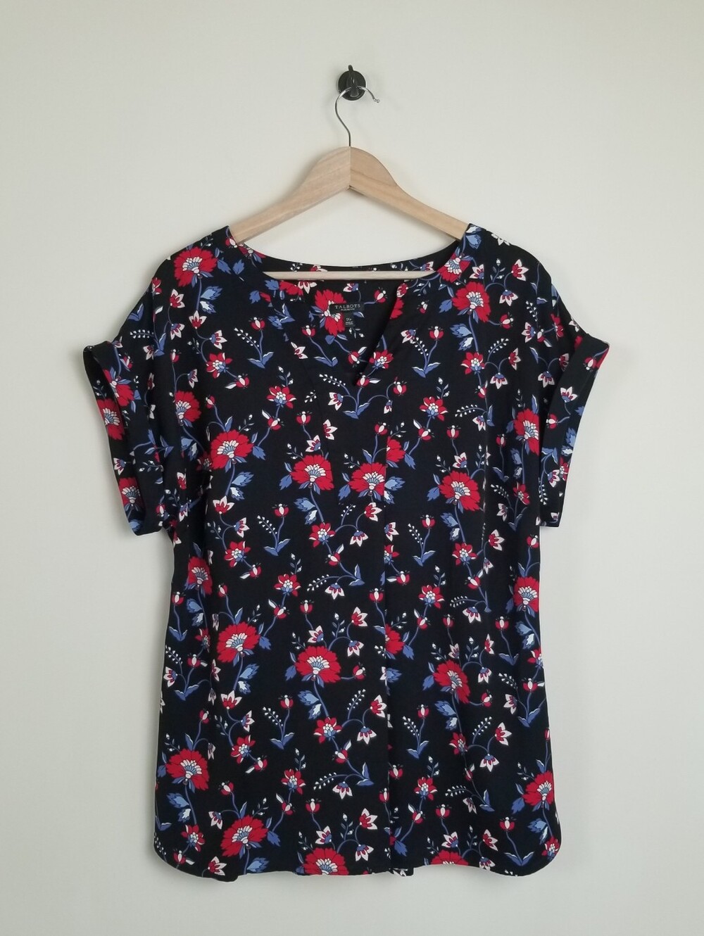Talbots Floral Short Sleeve Top Size 1X Petite